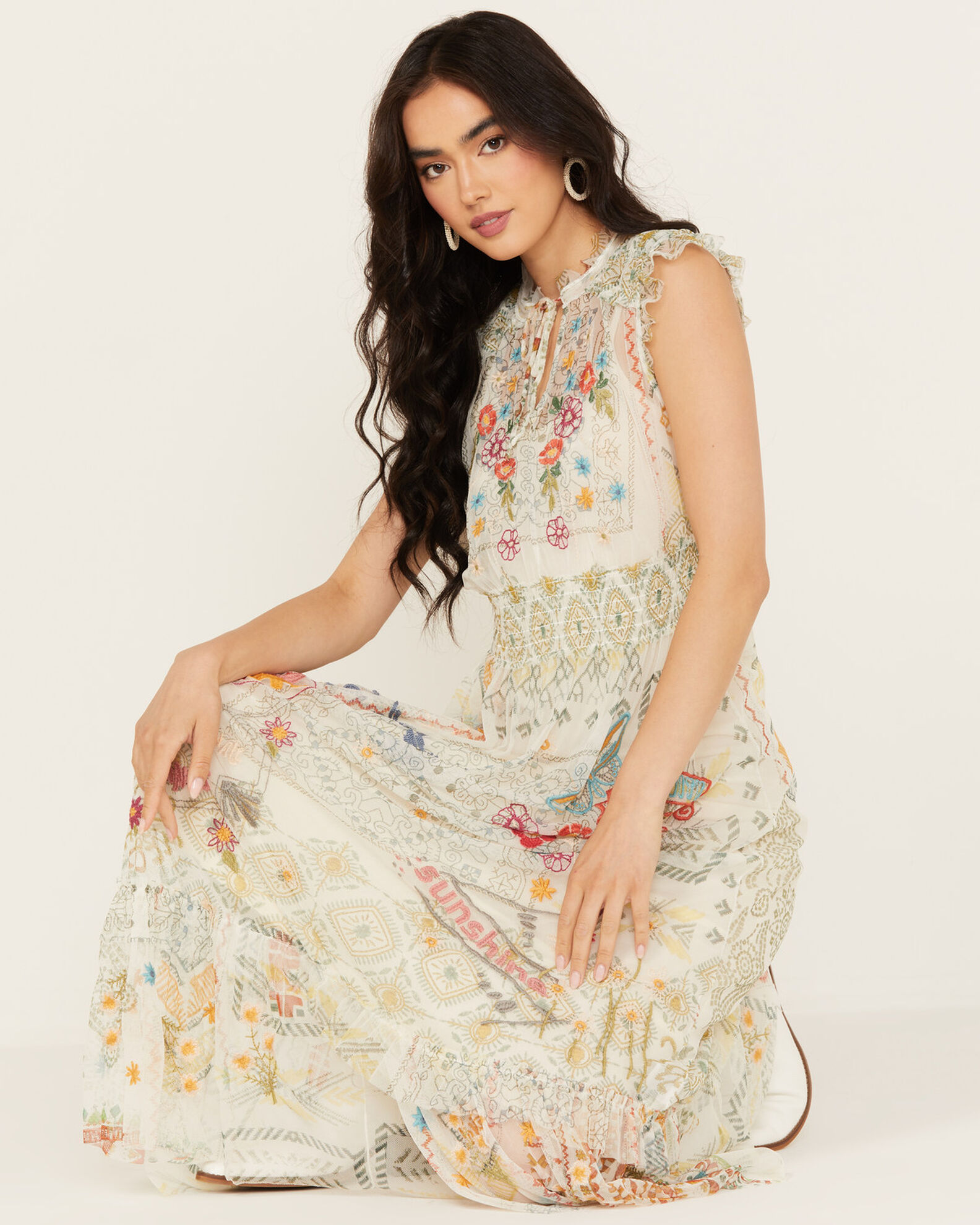 Johnny Was Women s Merida Sleeveless Mesh Midi Dress Pueblo Mall
