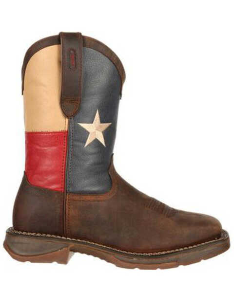 Image #2 - Rebel by Durango Men's Steel Toe Texas Flag Western Boots, Brown, hi-res