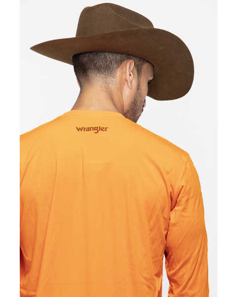 Image #2 - Wrangler Men's Riggs Crew Performance Long Sleeve T-Shirt, Bright Orange, hi-res