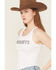 Image #2 - Youth In Revolt Women's I Heart Cowboys Rhinestone Tank Top, White, hi-res