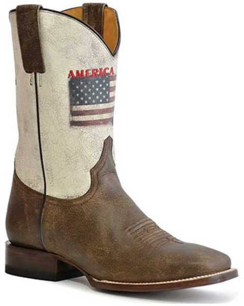 Roper Men's America Strong Western Boots - Broad Square Toe, Brown, hi-res