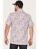 Scully Men's Birds Of Paradise Floral Print Short Sleeve Button Down Western Shirt , Red, hi-res