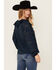 Image #4 - Shyanne Women's Floral Long Sleeve Ruffle Peasant Top, Navy, hi-res