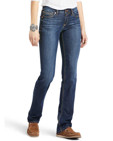 Image #2 - Ariat Women's R.E.A.L. Perfect Rise Analise Stackable Straight Leg Jeans, Blue, hi-res