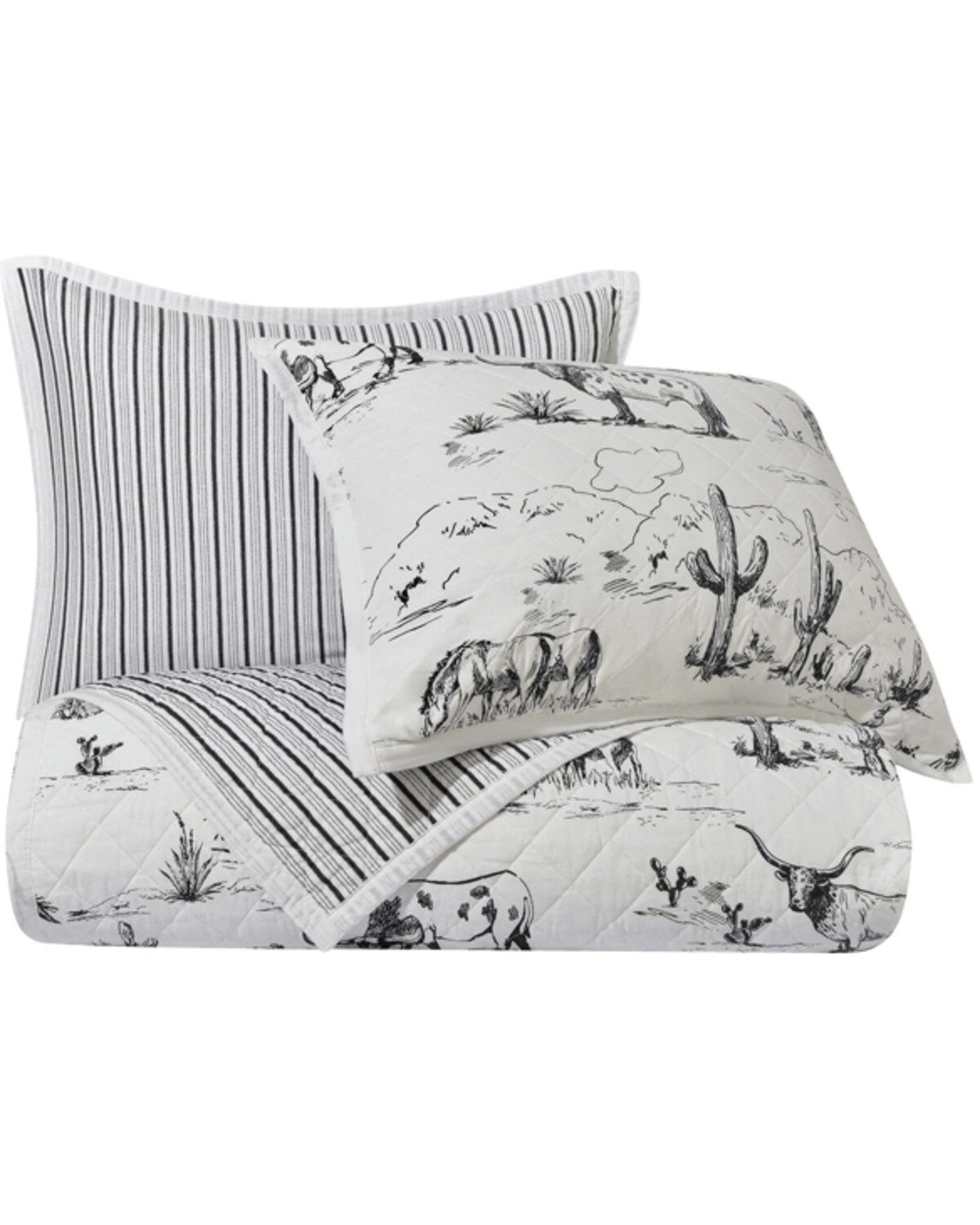 Image #3 - HiEnd Accents Black Ranch Life Western Toile Reversible 2-Piece Twin Quilt Set, Black, hi-res