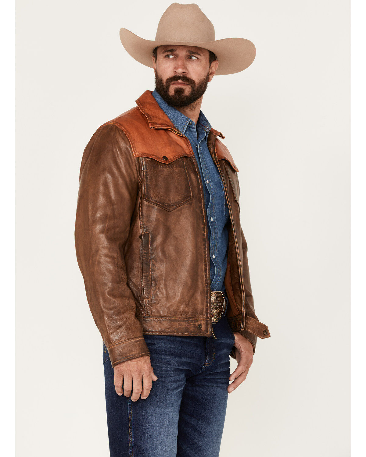 Image #2 - Scully Men's Color Block Leather Jacket, , hi-res