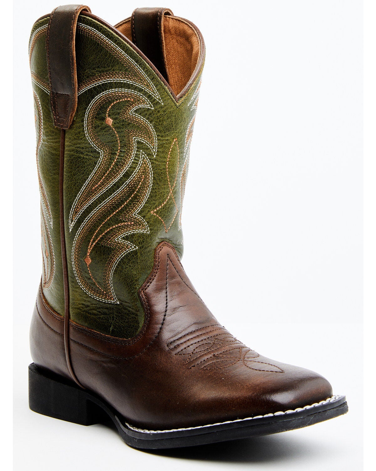 RANK 45&reg; Boys' Kasey Western Boots - Broad Square Toe, Green, hi-res