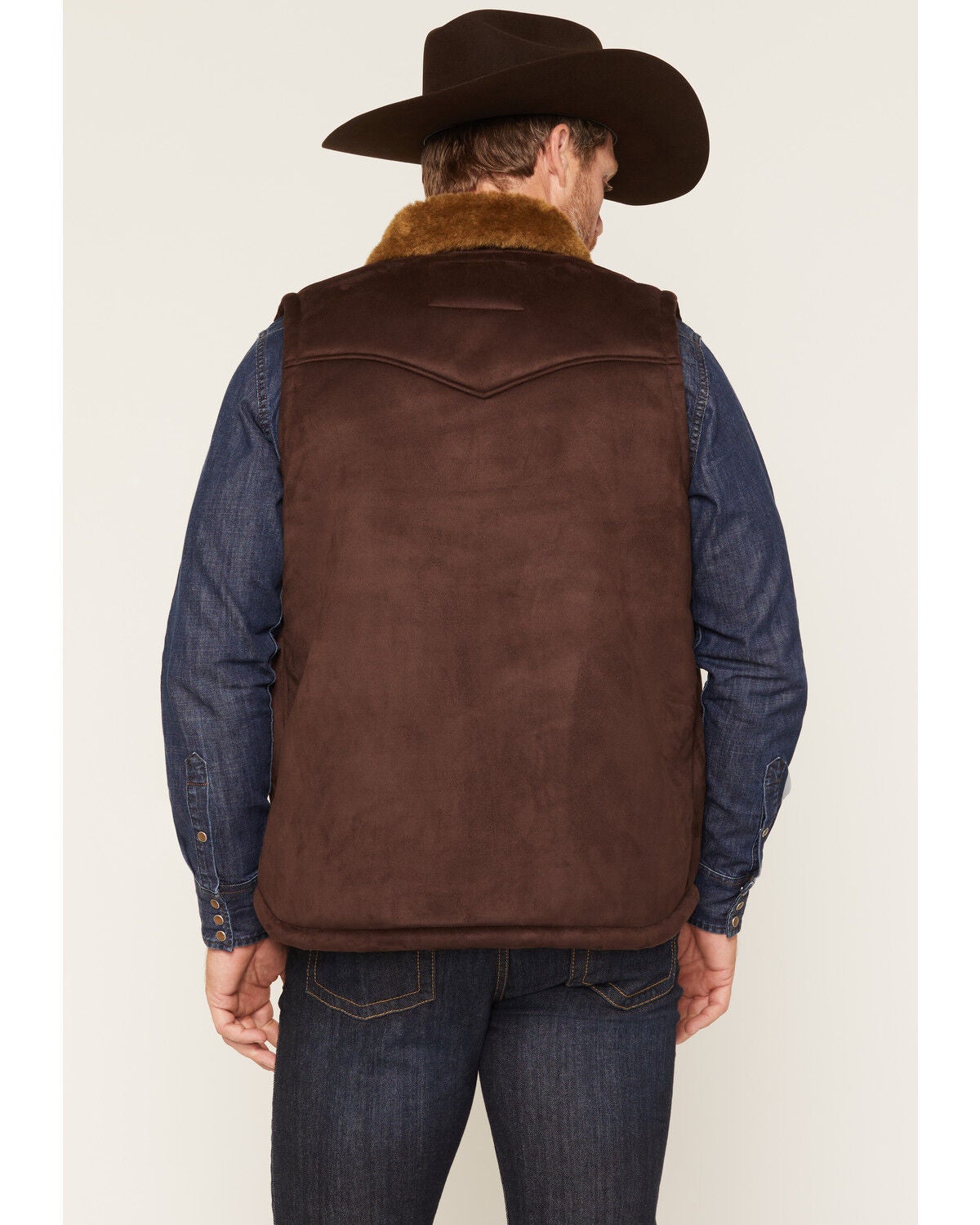 Image #4 - Cody James Men's Arroyo Faux Shearling Sherpa Lined Vest, Pecan, hi-res