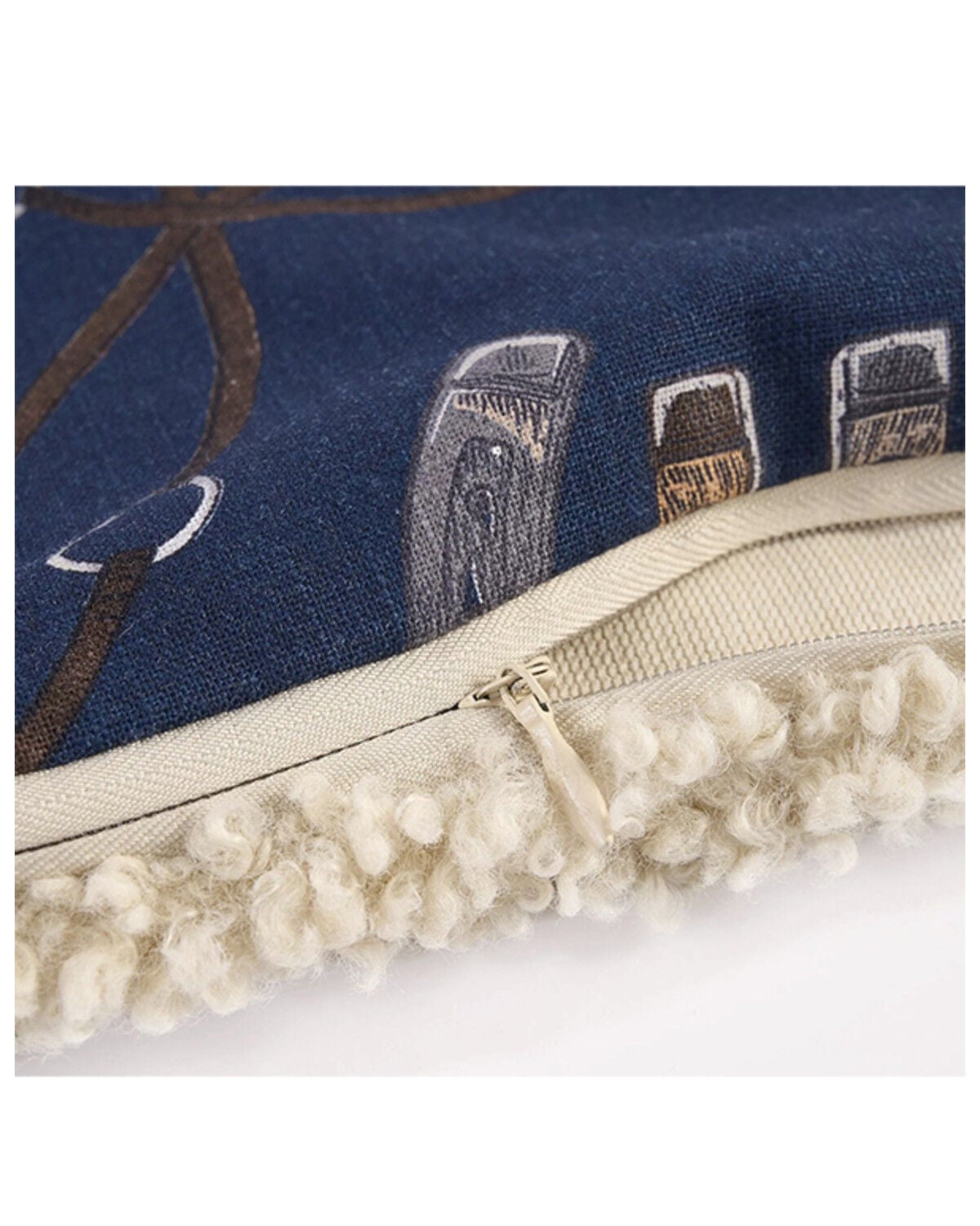 Image #2 - HiEnd Accents Saratoga Teddy Backed Pillow, Navy, hi-res