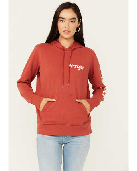 Wrangler Retro Women's Logo Pullover Hoodie , Red, hi-res