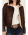 Image #3 - Shyanne Women's Shearling Lined Faux Suede Jacket, Dark Brown, hi-res