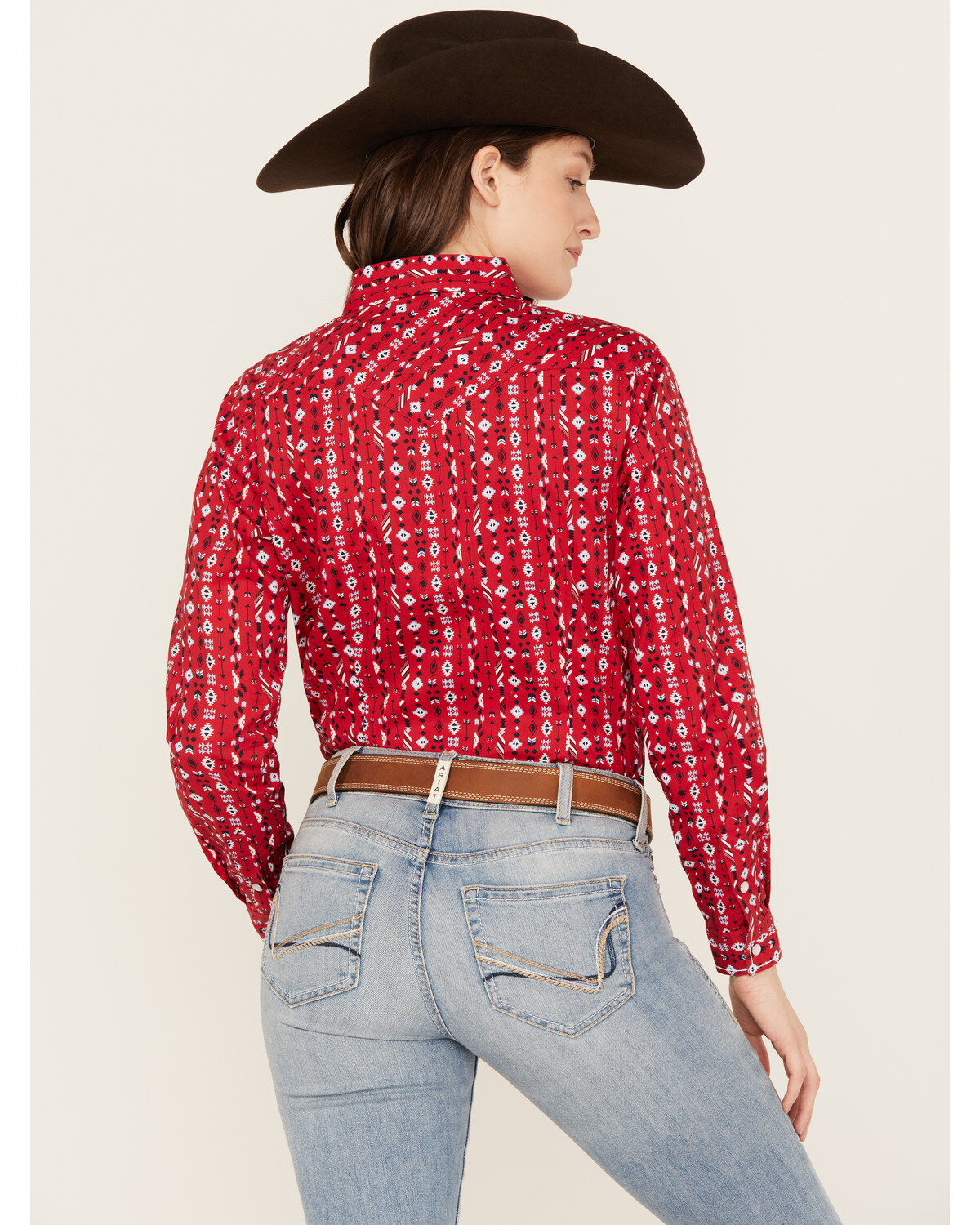 Image #4 - Rough Stock by Panhandle Women's Southwestern Print Long Sleeve Stretch Pearl Snap Western Shirt, , hi-res