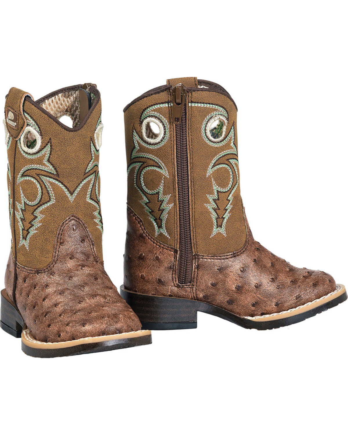 Image #1 - Double Barrel Toddler Boys' Brant Ostrich Print Boots - Square Toe, , hi-res