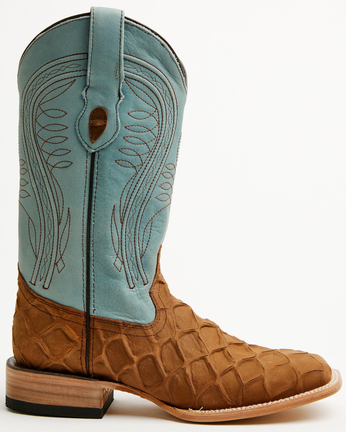Image #2 - Ferrini Men's Bronco Pirarucu Print Tall Western Boots - Broad Square Toe, Brown, hi-res