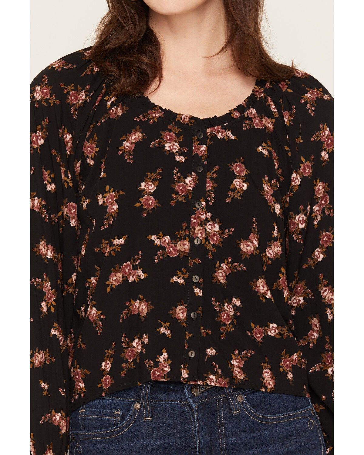 Image #3 - Saltwater Luxe Women's Nera Floral Print Long Sleeve Blouse, Black, hi-res