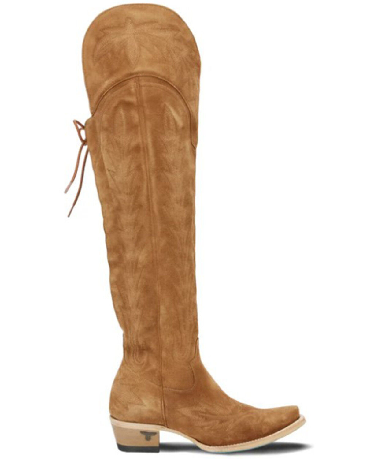 Image #2 - Lane Women's Lexington Suede Over The Corset Western Boots - Snip Toe, Caramel, hi-res