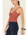 Image #3 - Mystree Women's Sweater-Knit Lace-Up Cami, Coral, hi-res