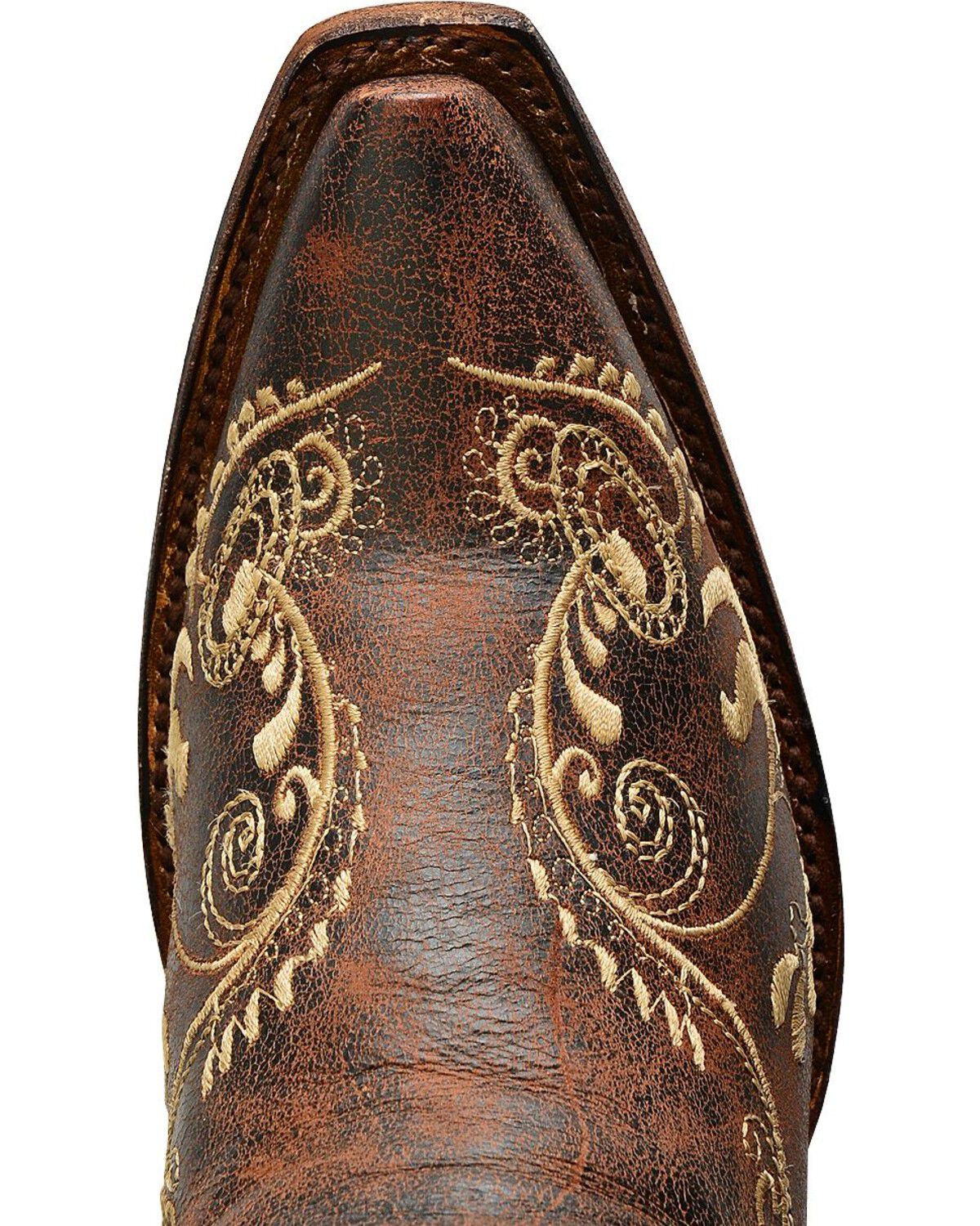 Image #6 - Circle G Women's Distressed Bone Dragonfly Embroidered Boots - Snip Toe, Brown, hi-res