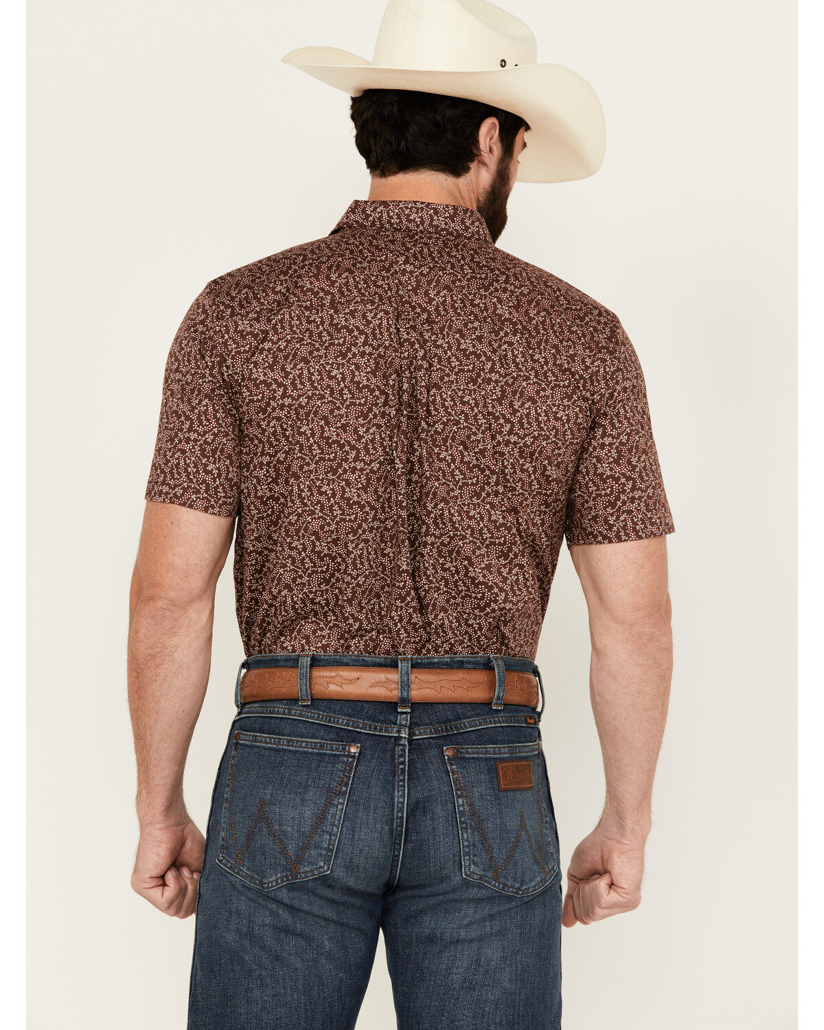 Image #4 - Cody James Men's Festive Floral Short Sleeve Button-Down Stretch Western Shirt, Brown, hi-res