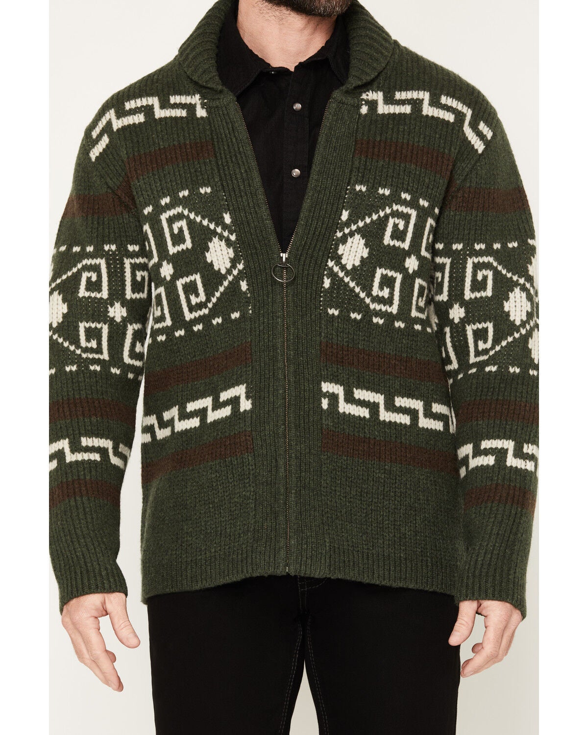 Image #3 - Pendleton Men's Westerley Zip Sweater, Dark Green, hi-res