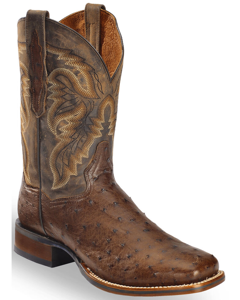 Dan Post Men's Alamosa Exotic Ostrich Cowboy Certified Boots, Chocolate, hi-res