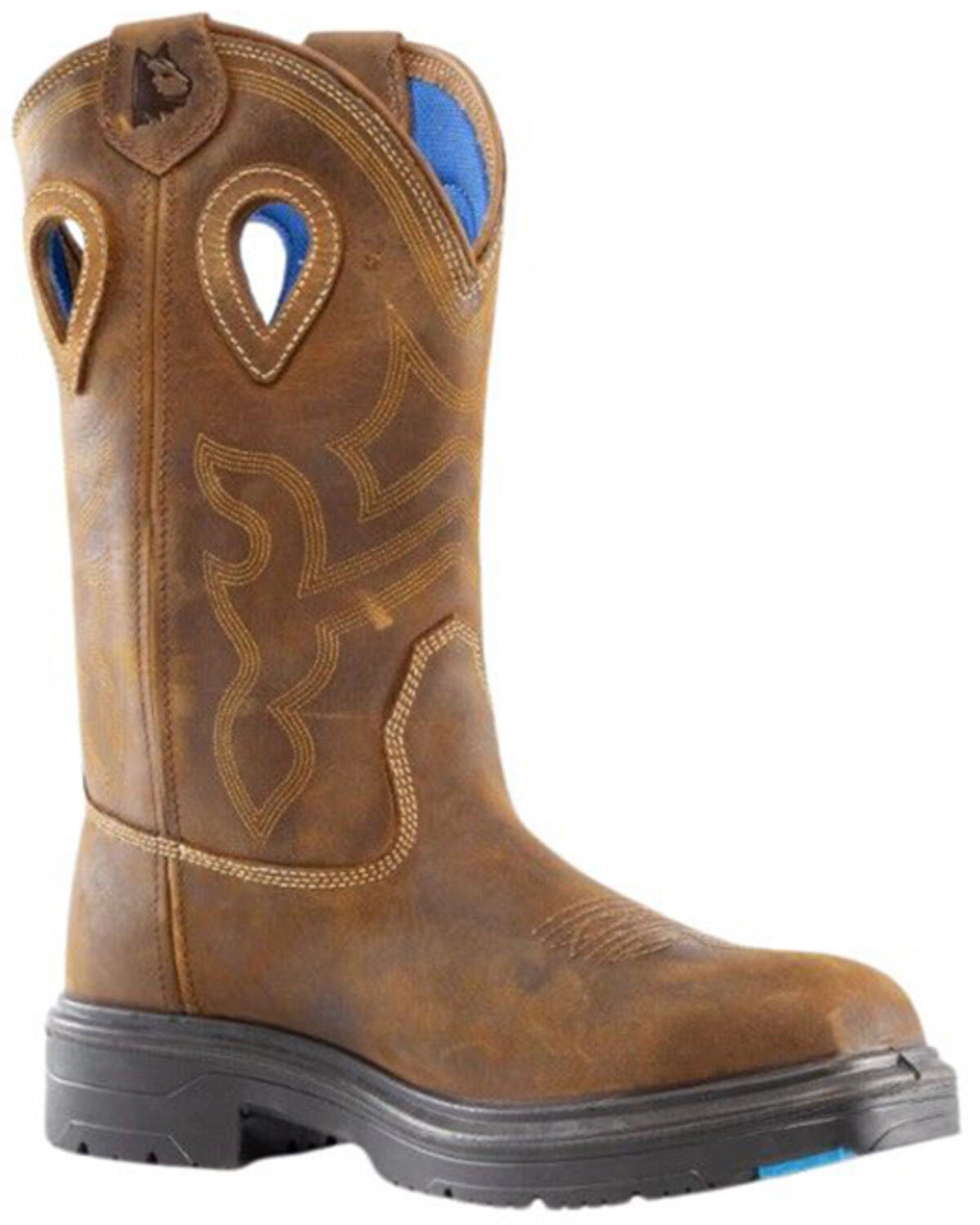 Steel Blue Men's Blue Heeler Wellington Work Boots - Steel Toe, Brown, hi-res