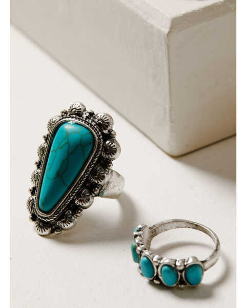Image #2 - Shyanne Women's Wild Blossom Turquoise Ring Set, Silver, hi-res