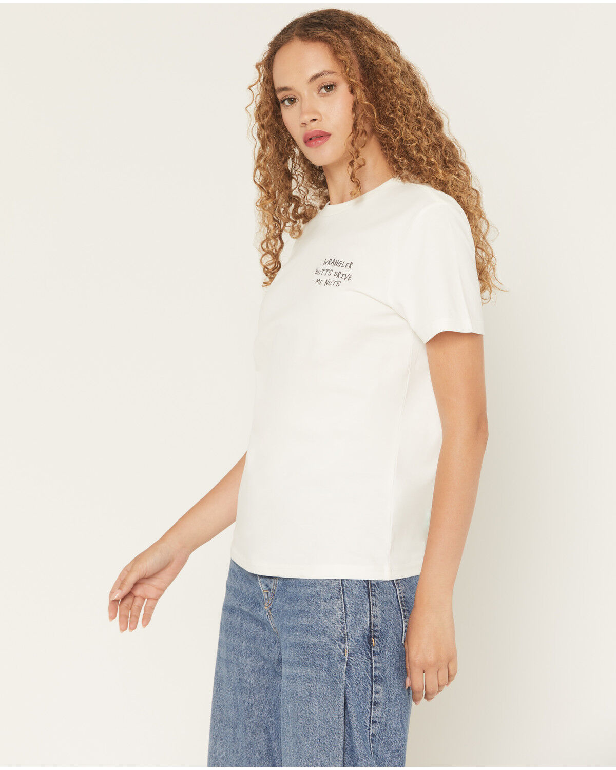 Image #2 - Wrangler Women's Wrangler Butts Drive Me Nuts Short Sleeve Graphic Tee, White, hi-res