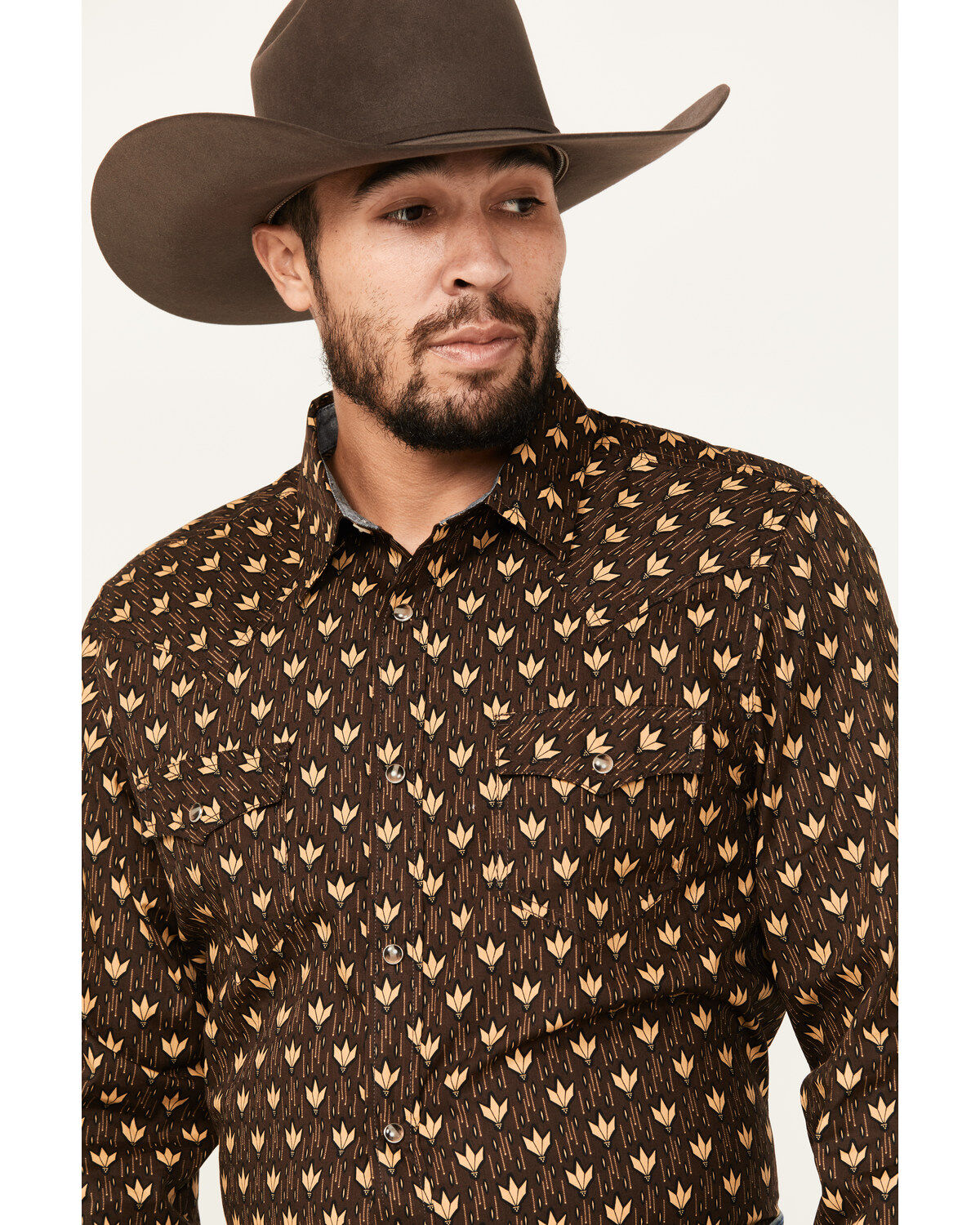 Image #2 - Cody James Men's Reign In Striped Print Long Sleeve Snap Western Shirt - Tall, Chocolate, hi-res
