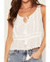 Image #3 - Lovestitch Women's Eyelet Peplum Tank Top, White, hi-res