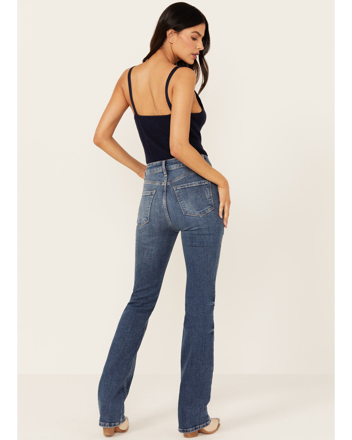 Image #3 - Cleo + Wolf Women's Kirkland Medium Wash High Rise Skinny Bootcut Stretch Denim Jeans, Medium Wash, hi-res