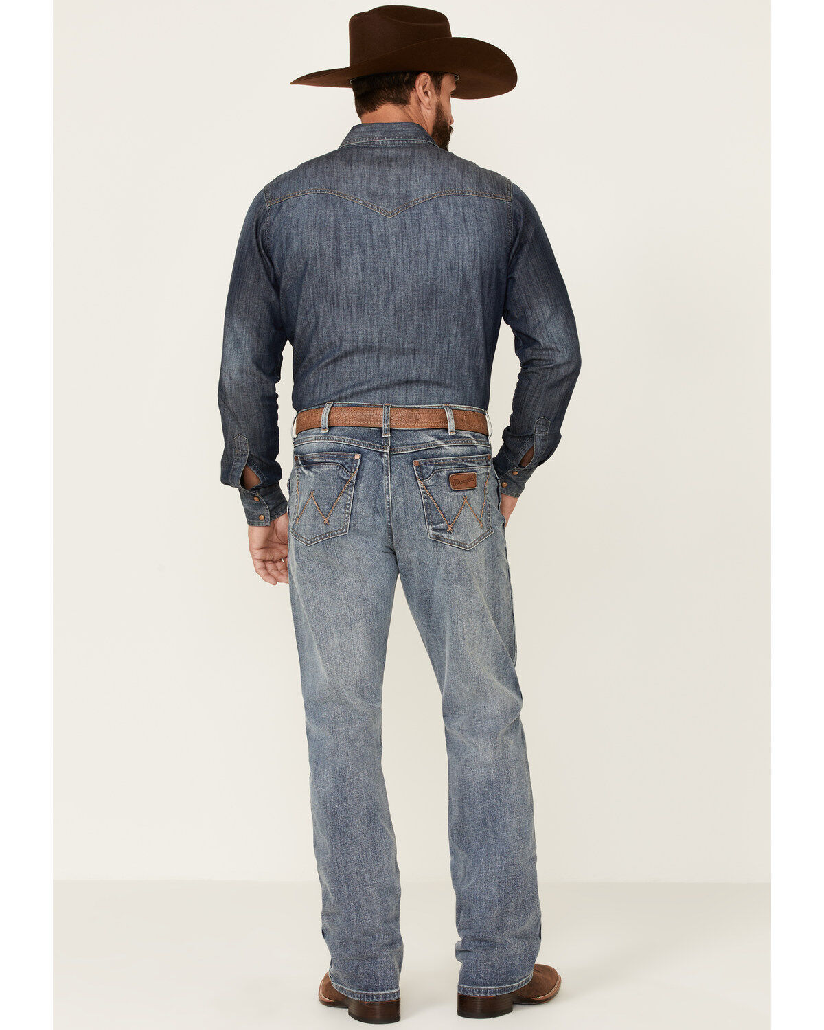 Image #3 - Wrangler Retro Men's Greeley Light Wash Stretch Relaxed Bootcut Jeans - Tall, Medium Wash, hi-res