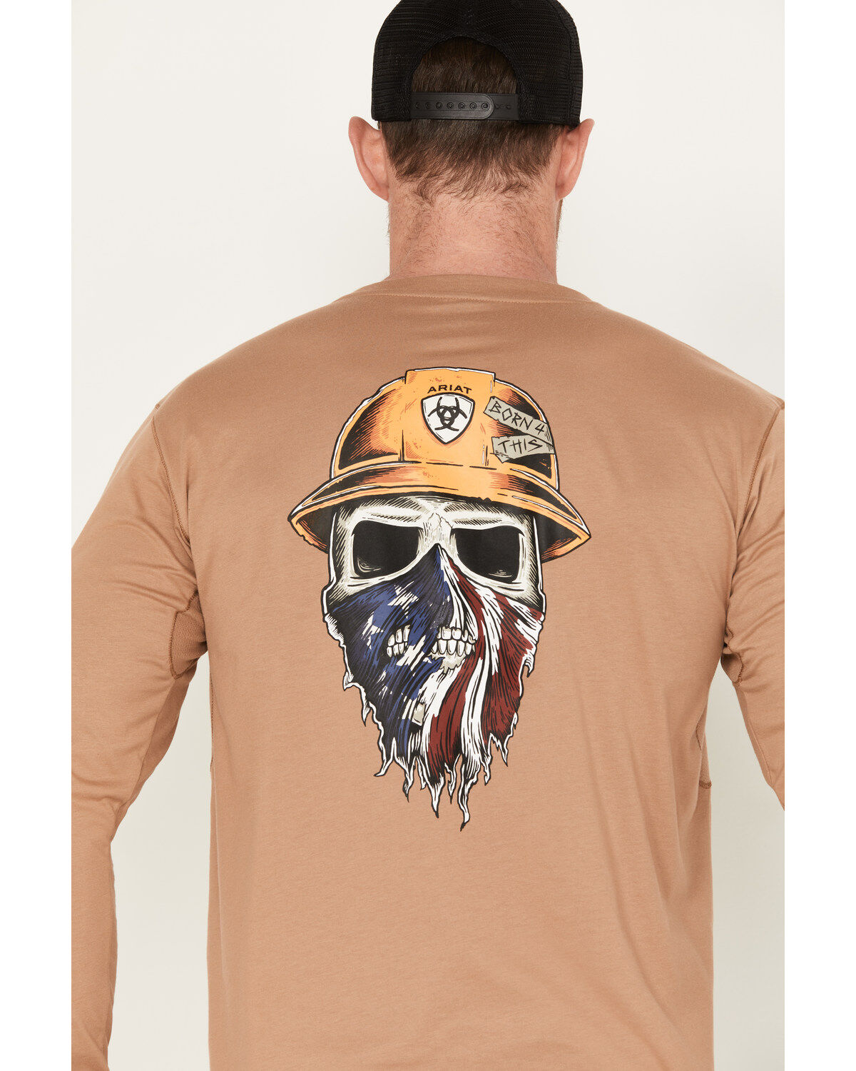 Image #4 - Ariat Men's Rebar Workman Long Sleeve Graphic Work Shirt, Beige, hi-res