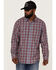 Image #1 - Brothers and Sons Men's Plaid Print Long Sleeve Button Down Western Shirt, Indigo, hi-res