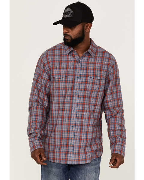 Brothers & Sons Men's Plaid Indigo Long Sleeve Button-Down Western Shirt , Indigo, hi-res