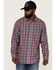 Image #1 - Brothers and Sons Men's Plaid Print Long Sleeve Button Down Western Shirt , Indigo, hi-res