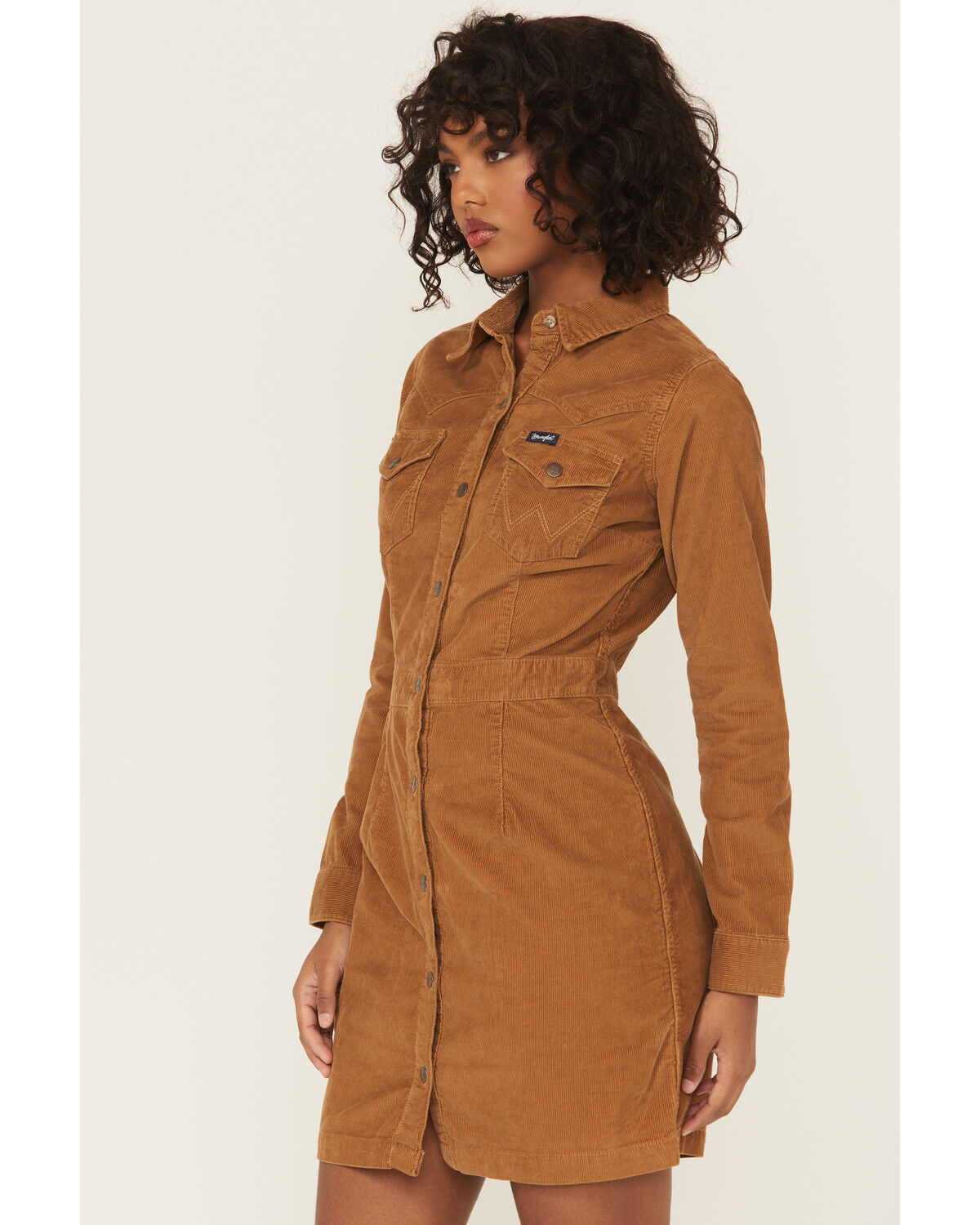 Image #2 - Wrangler Retro Women's Corduroy Long Sleeve Snap Mini Dress, Brown, hi-res