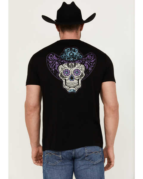 Moonshine Spirit Men's Sugar Skull Short Sleeve Graphic T-Shirt, Black, hi-res