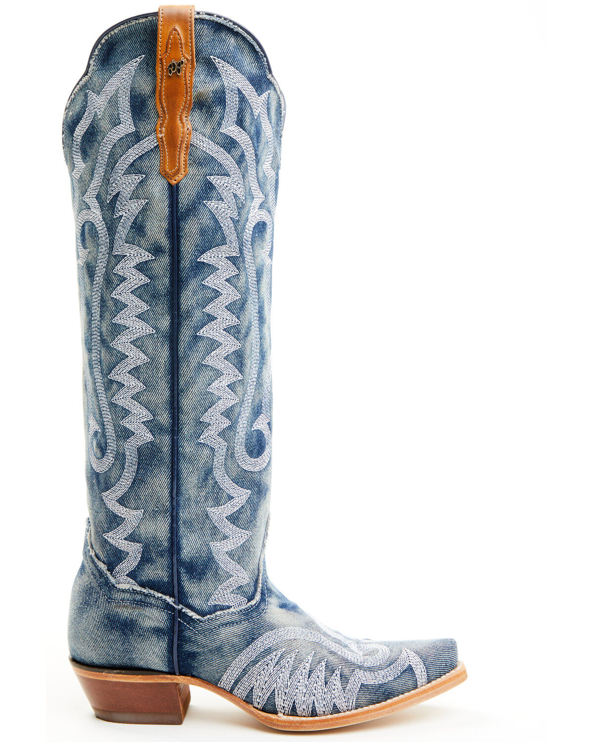 Image #2 - Dan Post Women's Denim Darlin' Tall Western Boots - Snip Toe, Blue, hi-res