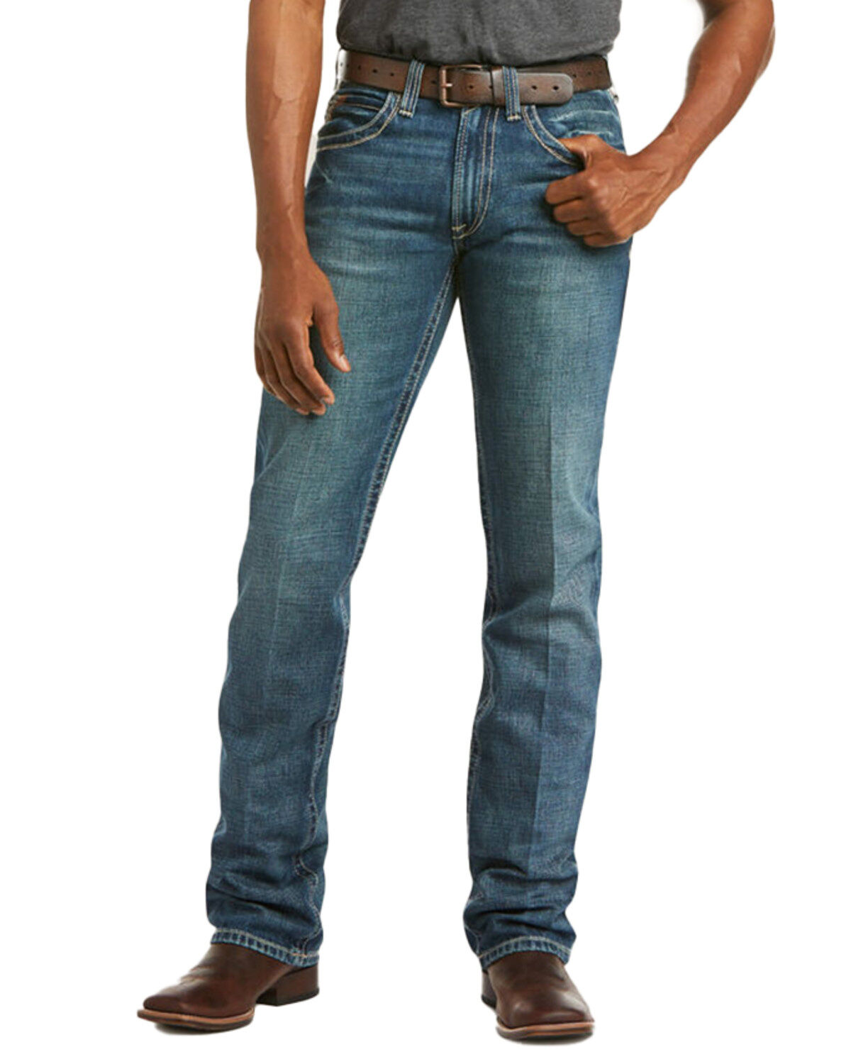 Image #1 - Ariat Men's Gulch M5 Low Rise Straight Leg Jeans, Med Wash, hi-res