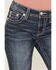 Image #4 - Miss Me Women's Dark Wash Mid Rise 32" Bootcut Stretch Denim Jeans, Dark Wash, hi-res