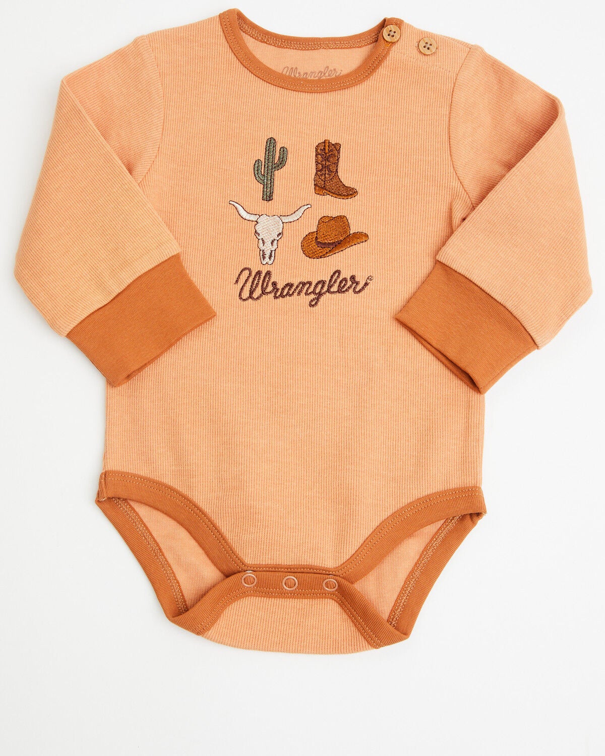 Wrangler Infant Boys' Logo Icon Onesie, Brown, hi-res
