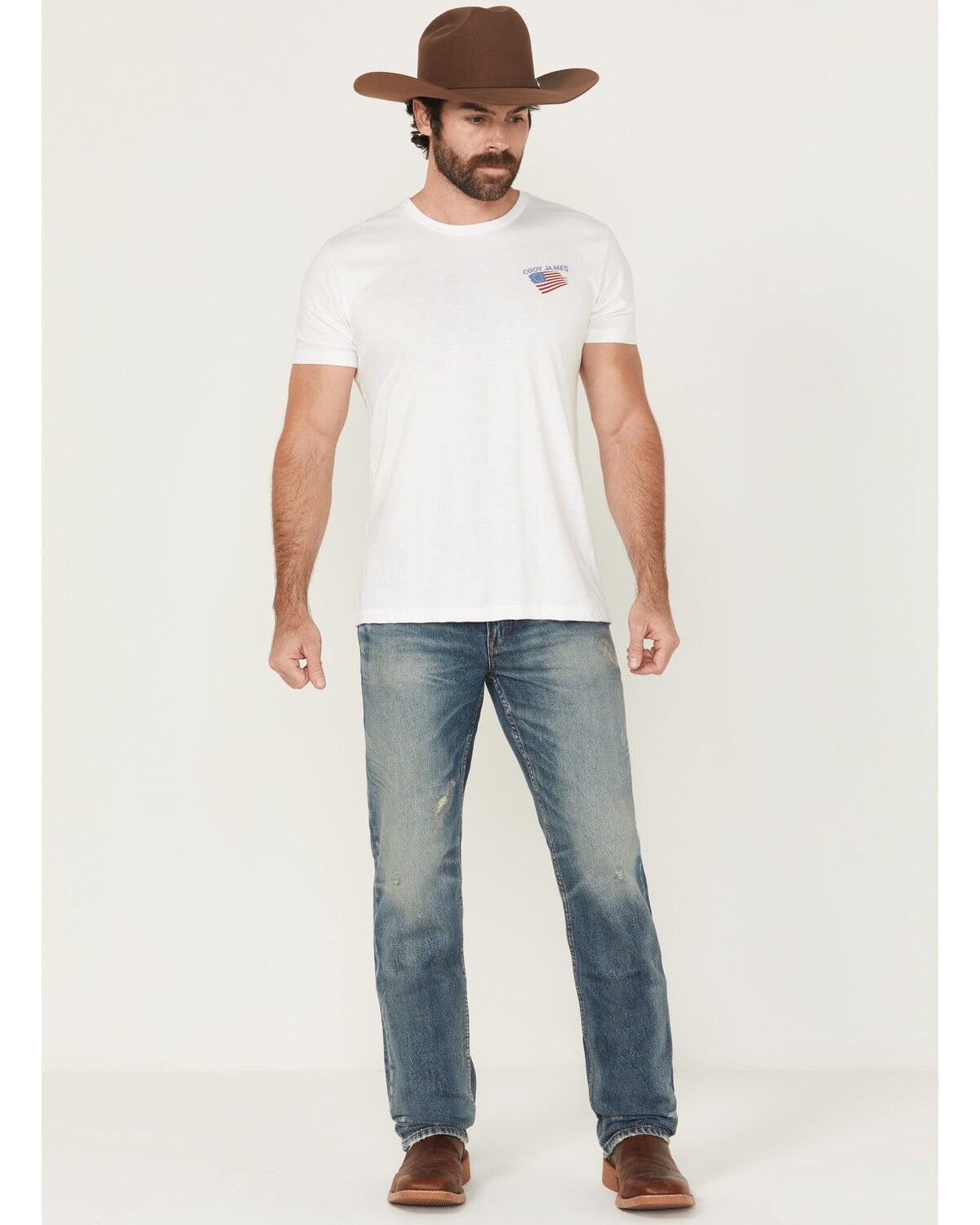 Moonshine Spirit Men's Slasher Medium Wash Slim Straight Rigid Denim Jeans