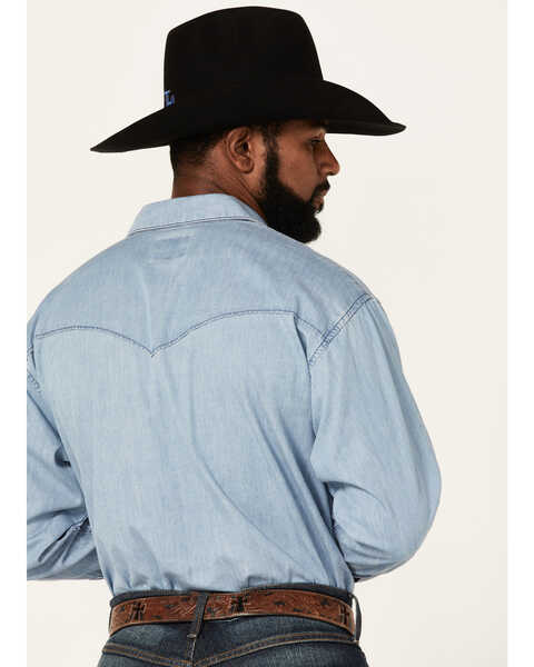Resistol Men's Rawlins Denim Long Sleeve Snap Western Shirt, Indigo, hi-res
