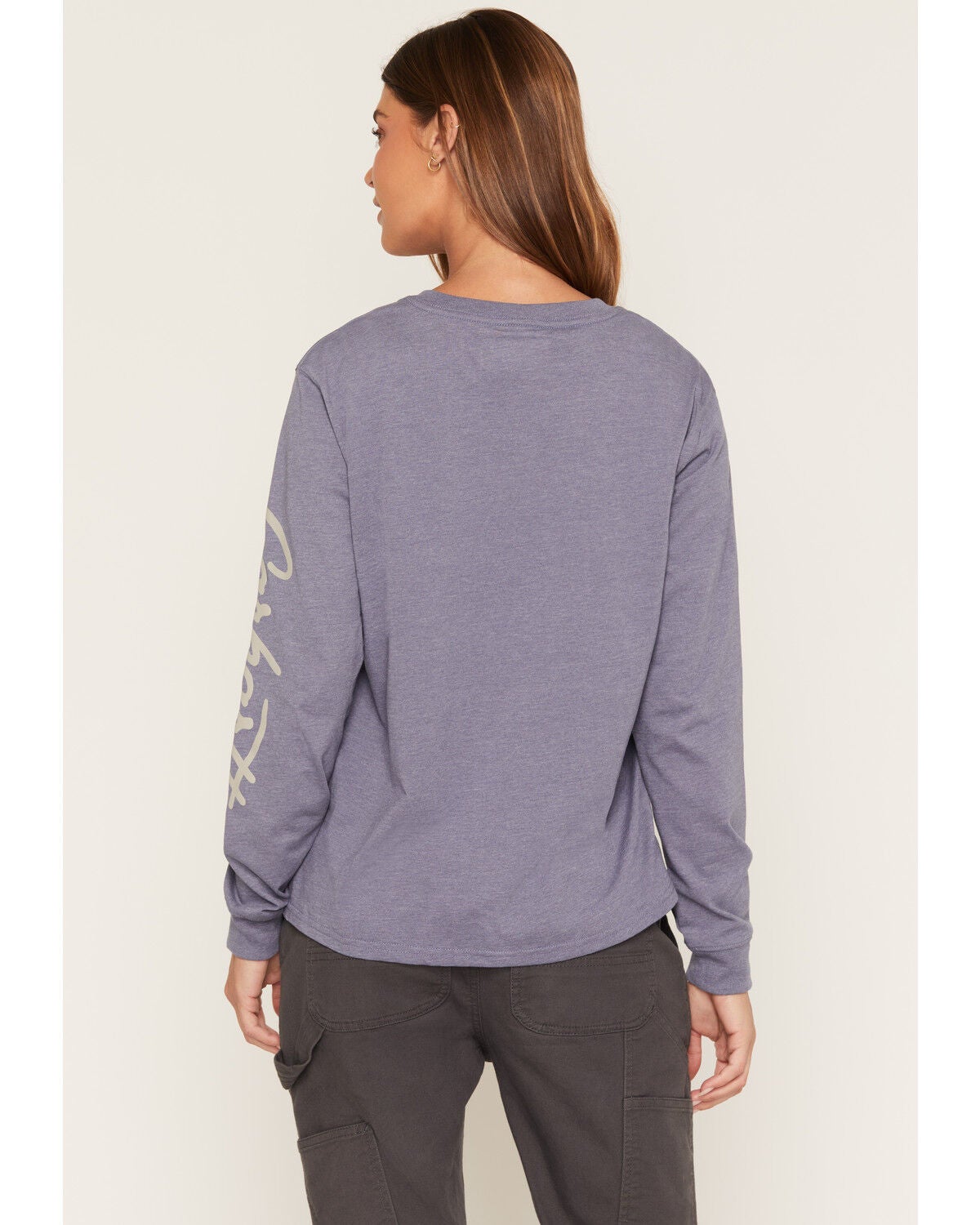 Image #4 - Carhartt Women's Irvine Loose Fit Logo Long Sleeve Work Shirt, Grey, hi-res