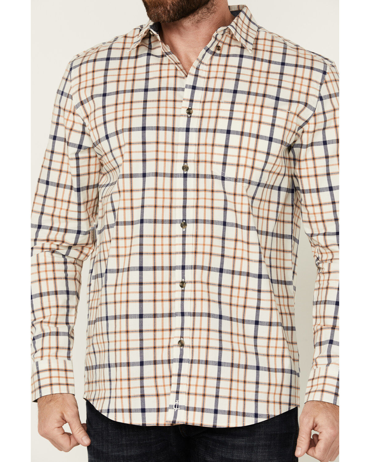 Image #3 - Brothers and Sons Men's Alva Plaid Print Long Sleeve Button-Down Western Shirt, White, hi-res