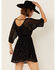 Image #3 - Shyanne Women's Smocked Southwestern Floral Embroidered Mini Dress, Black, hi-res
