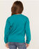 Wrangler Girls' Horseshoe Moon Graphic Sweatshirt, Teal, hi-res