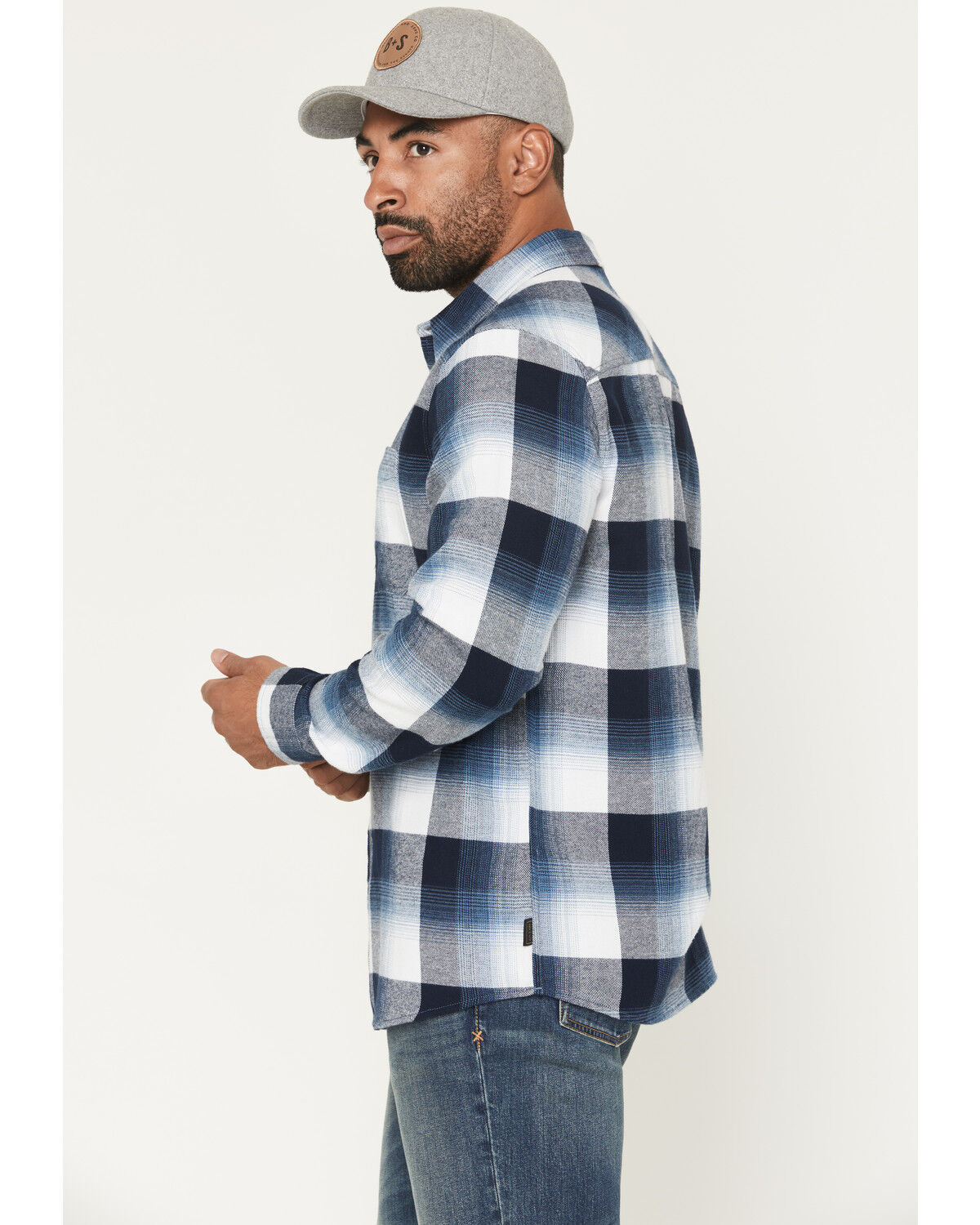 Image #2 - Brothers and Sons Men's Marksman Plaid Print Long Sleeve Button-Down Flannel Shirt, Blue, hi-res