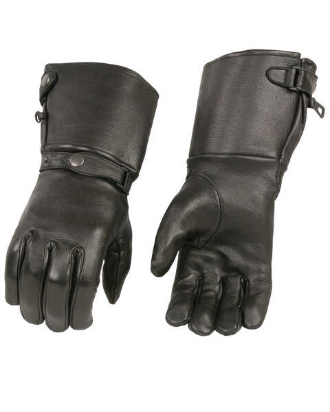Image #1 - Milwaukee Leather Men's Deerskin Thermal Lined Gauntlet Gloves, Black, hi-res
